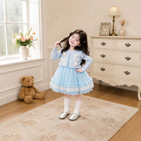Robe de princesse mignonne et élégante à manches longues pour enfants, robe à volants en tulle superposée pour le printemps et l'automne, pour les petites filles