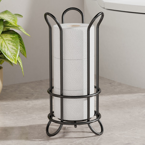 Modern Wrought Iron Punch-Free Floor Paper Towel Rack for Hotel Kitchen & Bathroom Storage - Product Image 5
