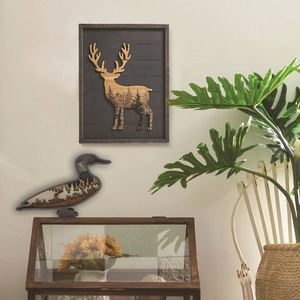 Adornos de pato de madera creativos de varias capas al por mayor para decoración de escritorio en el hogar, Dropshipping - Product Image 3