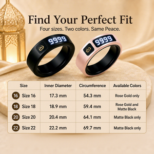For Smart Ring Counter <b>with</b> <b>Timer</b> Vibration Reminders Cloud Upload App Control Alloy Material 22mm Black/Gold 17-20mm Sizes - Product Image 6