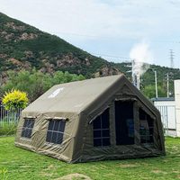 Tente de glamping 4 saisons, tente gonflable avec zones séparées pour vivre et dormir, imperméable, yurt pop-up avec trou pour poêle, 8-10 personnes