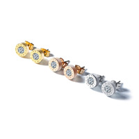 ORDRM lingkaran angka Romawi Pria Wanita 8mm anting-anting kancing baja tahan karat zirkon emas mawar perak Guangzhou bulat 2021