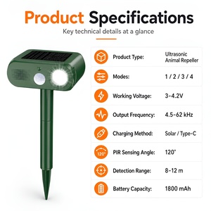 Répulsif Solaire Étanche à Détection de Mouvement Infrarouge Ultrasonique pour Animaux (Rats, Chats, Chiens) – Idéal pour Jardin et Ferme (Vente en Gros) - Product Image 6