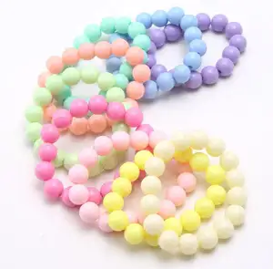 DIY Handmade Kids Children Chunky Acrylic Candy Color Solid Color Acrylic Beads Beaded Bracelet