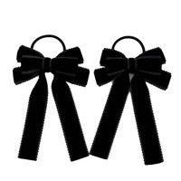 Élastique à cheveux en velours avec nœud en dentelle pour enfants, style preppy, mignon, polyvalent, vintage, fait main, accessoire capillaire