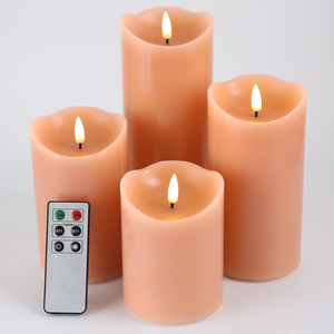 La décoration d'intérieur à piles de Matti Slant Top Light Pink Pillar Remote Control Paraffin Wax Flameless LED Candles - Product Image 5