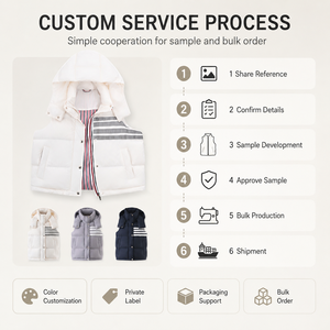 Versatile <strong>Women's</strong> Sleeveless <strong>Gilet</strong> 90% White Duck Down Short <strong>Hooded</strong> Vest <strong>with</strong> Striped Pockets for Campus Street Styling Retail - Product Image 4