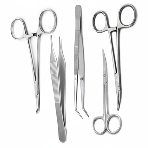 Kit de instrumentos quirúrgicos para estudiantes, kit de 5 instrumentos con almohadilla de sutura, cuchillas quirúrgicas de bisturí, aguja de sutura, para práctica quirúrgica CE - Product Image 1