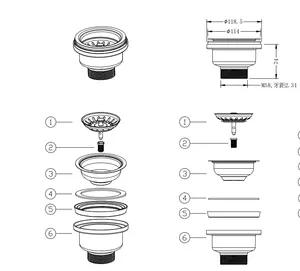 Kitchen Waste Stainless Steel Sink Strainer Plug Drain Filter Stopper Basket Drainer Dish Drainer Kitchen Siphon Set
