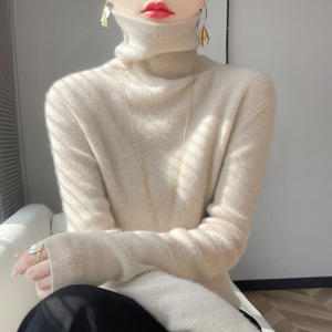 Pull à col montant en <span class=keywords><strong>laine</strong></span> tricotée, ajusté, à col montant 3D, nouvelle collection automne-hiver, étiquette personnalisée - Product Image 2