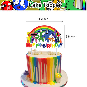 Decoración <span class=keywords><strong>de</strong></span> Fiesta <span class=keywords><strong>de</strong></span> Cumpleaños con Temática <span class=keywords><strong>de</strong></span> Rainbow Friends <span class=keywords><strong>de</strong></span> Fitspi, Guirnalda <span class=keywords><strong>de</strong></span> Banderines Estilo Arcoíris, Adornos para Pasteles y Cupcakes, Globos para Fiestas Infantiles - Product Image 3