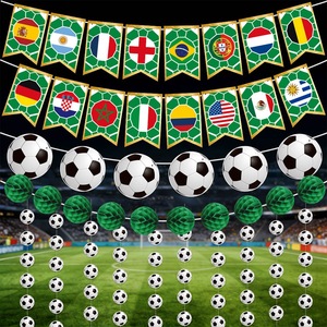 Popular Hot Sale Themed Paper Honeycomb Bunting Football Flag Decorations for Party Background Arrangements