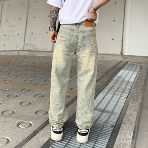 Jeans <span class=keywords><strong>Vinted</strong></span> Lavados Vvs, Jeans Holgados con Lavado Desgastado, Jeans de Mezclilla para <span class=keywords><strong>Hombre</strong></span> con Estampado Puff, Jeans de Mezclilla Desgastados para <span class=keywords><strong>Hombre</strong></span> - Product Image 5