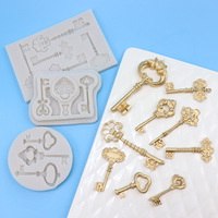 Retro-Schlüssel-Fondant-Silikonform: Verschiedene Schlüssel- und Schloss-Motive für Kuchendekoration, DIY-Backen und Schokoladenformen