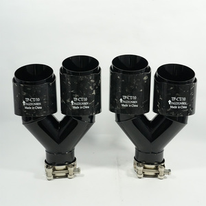 Embouts d'échappement de voiture double FAIZJUNBEN, finition brillante, fibre de carbone noire forgée, embout d'échappement de type Y, directement du fabricant - Product Image 6