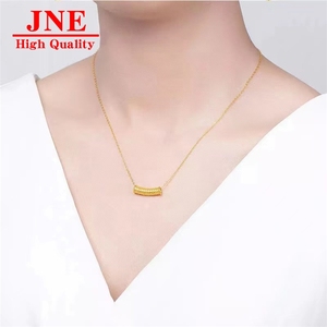 Colgante de oro 999 Baifu Tube Smile, collar 3D de oro duro con la palabra Fu en forma de codo para amigos mayores, venta al por mayor - Product Image 3