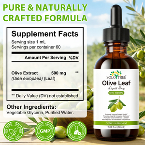 SOLOTREE Suplemen Cair Daun Zaitun Organik Tincture Pendukung Kekebalan Tubuh Ekstrak Daun Zaitun Alami Liar Vegan - Product Image 3