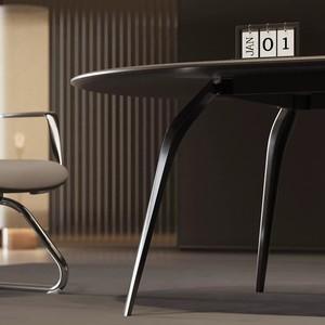 Conjunto de Mesa y Sillas de Conferencia Ovaladas Modernas y Minimalistas, Mesa Larga y Pequeña para Negociaciones, Capacitación y Reuniones, con Tomacorriente, Muebles de Oficina - Product Image 6