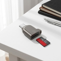 Lector de Tarjetas TF Transfronterizo Tipo-C Compatible con Teléfonos Android y iOS, Mini Lector de Tarjetas OTG Externo de Aleación de Zinc
