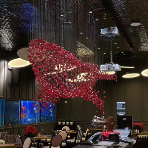 Lustres en cristal de couleur de villa de grand projet faits sur commande Drop Lights Red Rocks Cristal Lustre Quartz Pendant Light - Product Image 4