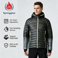 Chaqueta Acolchada con Capucha para Hombre con Logotipo Personalizado, Chaqueta de Plumón Brillante a Prueba de Viento para Invierno, Chaqueta de Plumón para Hombre al por Mayor OEM