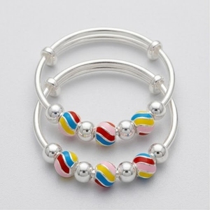 925 Silver Baby Kada Bracelet for Kids Colorful Beads Adjustable Traditional Infant <b>Bangle</b> Gift Jewelry <b>Set</b> - Product Image 3