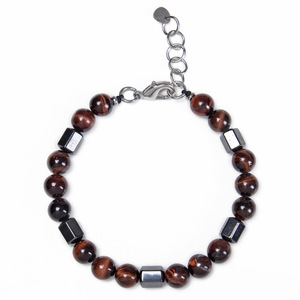 Bracciale <span class=keywords><strong>con</strong></span> perline in occhio di tigre da 8 mm per uomo, catena in acciaio inossidabile nero <span class=keywords><strong>con</strong></span> <span class=keywords><strong>magnete</strong></span>, gioiello per coppia - Accessorio alla moda - Product Image 6