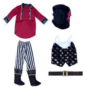 Ensemble de costumes de pirate pour filles, pantalon rayé noir et blanc, veste violette, chapeau de capitaine, épée incluse, tenue d'Halloween pour enfants - Product Image 5