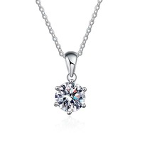 Collar de Moissanita Clásico de Moda, Joyería de Lujo Ligero con Colgante de Cuatro Puntas, Cadena para Clavícula, Regalo para Mujer
