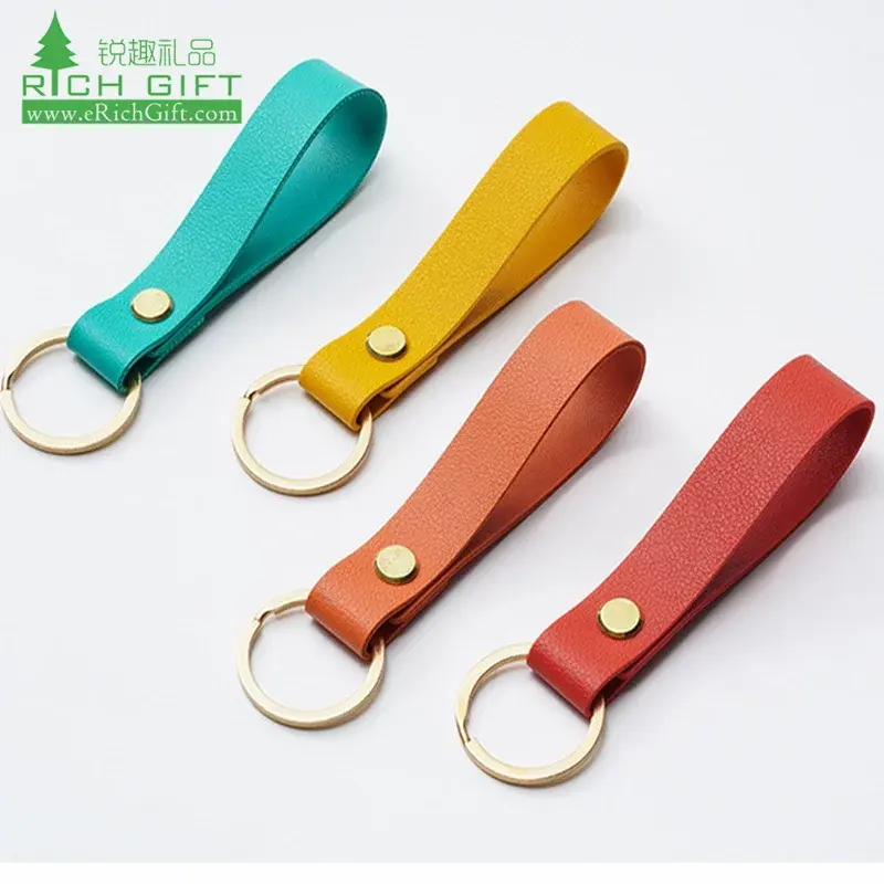 No Minumum Leather Keychain Business Gift Keyrings PU Leather Car Key Strap Waist Wallet Custom Metal Key Chain