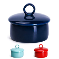Bol à soufflé jetable en céramique avec couvercle, tasse à pudding, ramequin en grès, compatible lave-vaisselle et micro-ondes