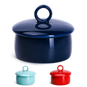Bol à Gâteau Soufflé Couvert en Céramique avec Couvercle Plats Custard Pudding Cup Porcelaine Grès Ramequin pour Appareils de Cuisson - Product Image 4