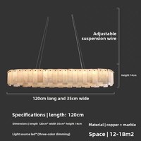 Lámpara Colgante Moderna LED 360 de Alabastro Español Natural de Lujo con Detalles en Cobre para Sala de Estar, Comedor y Dormitorio Meiliya con 2 Años de Garantía