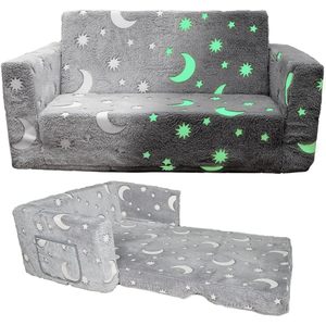 Children's <b>Sofa</b> Grey Moon Star Pattern Foldable With Armrests For <b>Kids</b> Nap And Reading Corner - Product Image 5