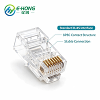 E-HONG CAT6 UTP RJ45 Modular Plug 8P8C Satu Bagian Transparan PC Kontak Berlapis Emas Konektor LAN Gigabit