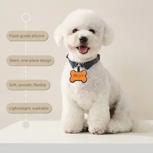 Collar personalizado con Etiqueta de perro, código QR, identificación de Mascota, etiquetas de nombre de perro, Collar para grabado, colgante para mascota, silicona en blanco, Animal personalizado, 6 g/unids