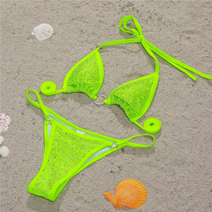 Sexy Bikini Lujo Bling Rhinestone Diamante Bikini Set Halter Cristal Vendaje Traje de baño - Product Image 3