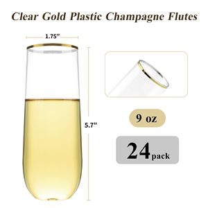 Récipients à bière et boissons Verres à champagne en plastique Verres à champagne détachables en plastique <span class=keywords><strong>sans</strong></span> <span class=keywords><strong>pied</strong></span> Styles longs - Product Image 3