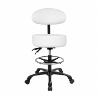 Tabouret de bar roulant réglable avec dossier, pivotant à 360°, hauteur réglable, avec repose-pieds