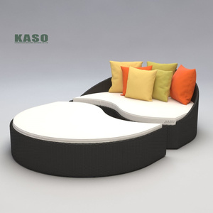 في الهواء الطلق شاطئ البحر الروطان أثاث صالة طويلة كرسي مع الوسائد وسرير النهار الجدول - Product Image 2