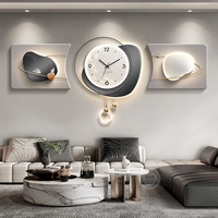 Grosir Pabrik 3pcs/set Jam Dekorasi Ruang Tamu Mewah Ringan Lampu LED High-end Logam Akrilik Kaca Dekorasi Rumah Seni Dinding