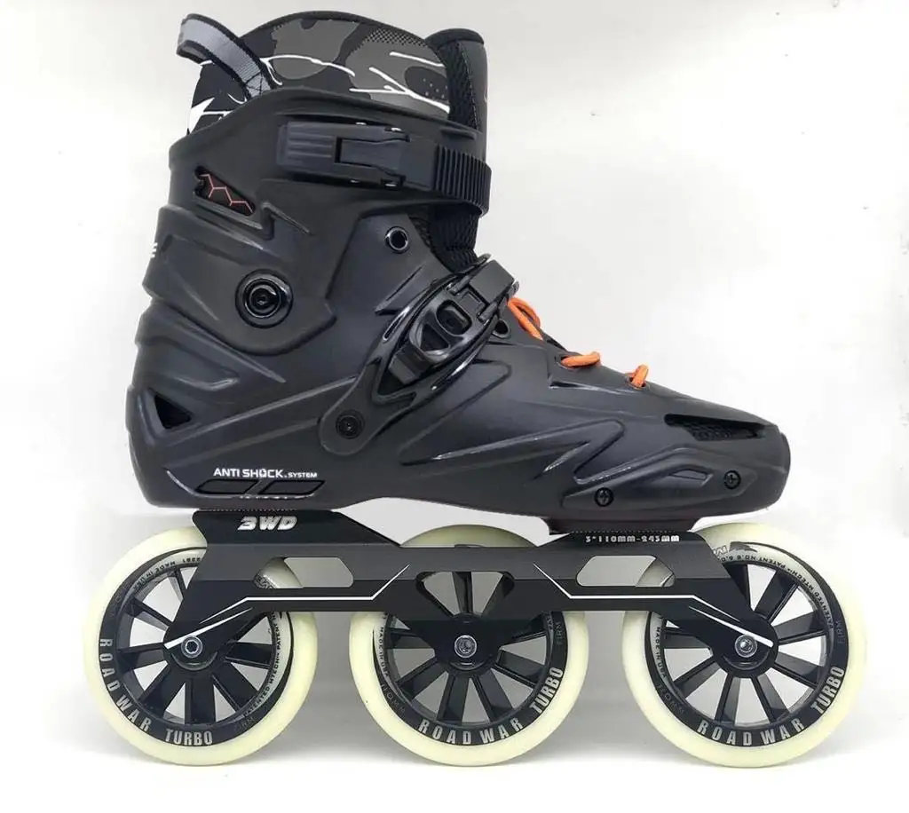Gaya Bebas slalom 110 mm 3 roda roda inline skate untuk kebugaran dewasa kinerja tinggi balap kecepatan sepatu roda