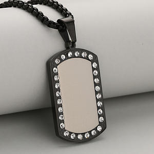 הסיטונאי אישית לוגו מותאם אישית אישית לוגו <span class=keywords><strong>rhinestone</strong></span> שרשרת תכשיטים נירוסטה עבור גברים - Product Image 6