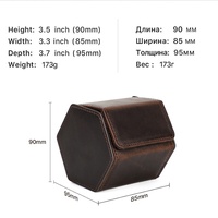 Boîte de montre en cuir de cheval faite à la main mallette de rangement de voyage extérieure hexagonale créative paquet unique prêt à vendre