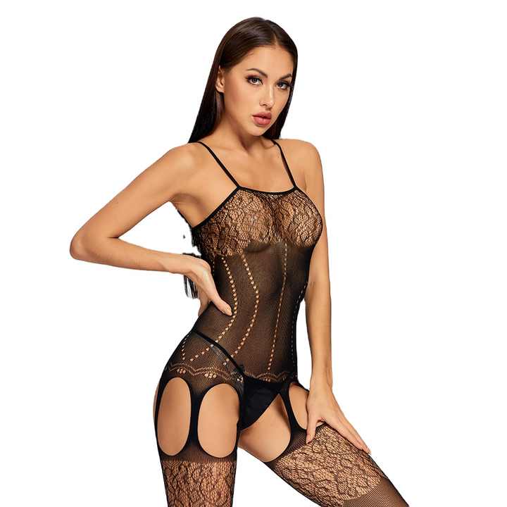 热渔网无缝连体袜无裆婴儿紧身衣睡衣紧身衣性感内衣文胸内裤套装