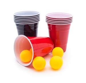 Tasses en plastique emballées individuellement de 9 onces tasses de fête à boire à double couleur tasses jetables en PP pour le mariage et la fête - Product Image 1