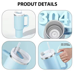 Encaixa o copo do carro do suporte 40oz copo do carro com punho Caneca isolada vácuo do curso do aço inoxidável para a condução e o uso do trabalho - Product Image 4