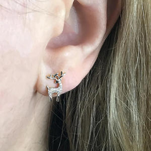 Boucles d'oreilles en forme de cerf doré pour femmes, bijoux fantaisie en alliage de strass en cristal, cadeau tendance - Product Image 5