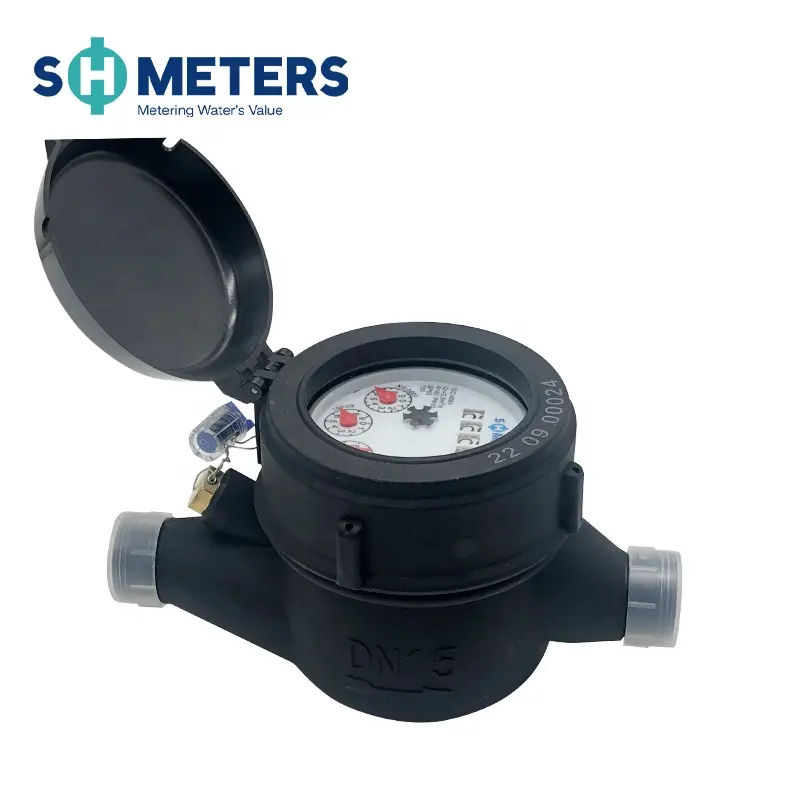 Medidor de água fria dn15mm, medidor de água doméstico de plástico multijato de discagem seca, medidores multi jato para casa ip68