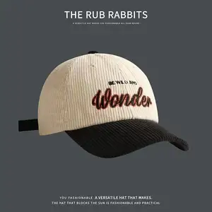 Kualitas tinggi 6-Panel topi bisbol Corduroy uniseks grosir kustom bordir Logo desain bergaya Hip Hop gaya untuk memancing